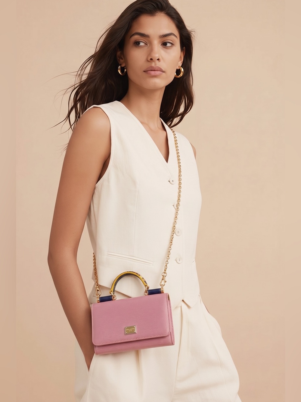 Preloved Dolce & Gabbana Pink Mini Bag with Structured Design